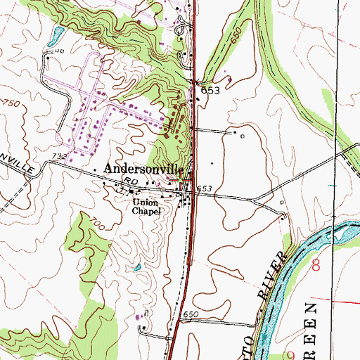 Topographic Map of Andersonville Post Office (historical), OH