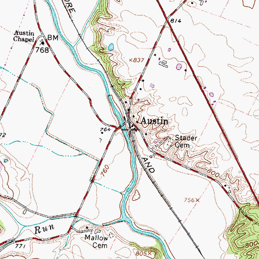 Topographic Map of Austin Post Office (historical), OH