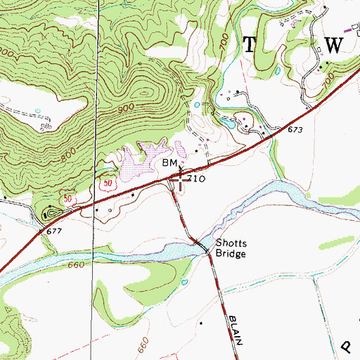 Topographic Map of Ebush Post Office (historical), OH