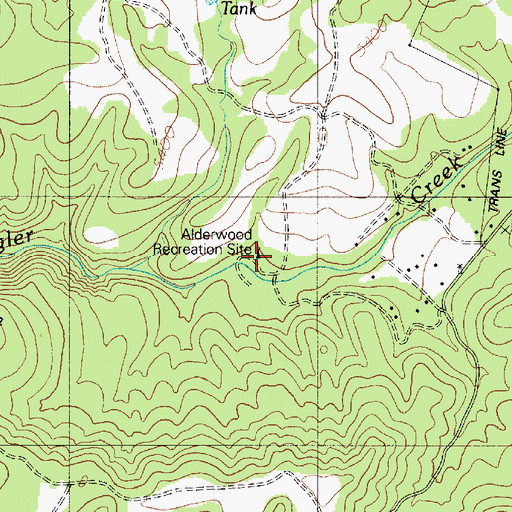 Topographic Map of Alderwood Campground, AZ