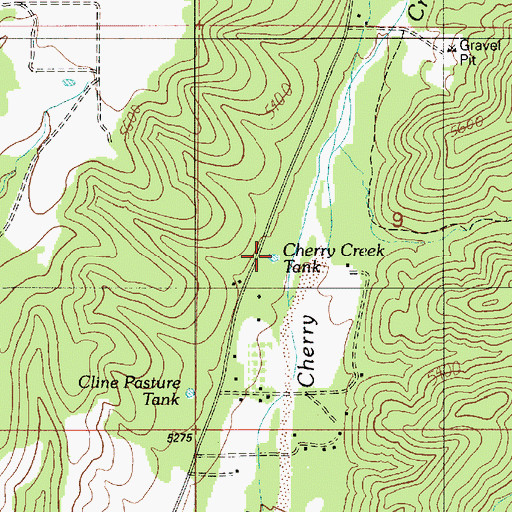 Topographic Map of Cherry Creek Tank, AZ