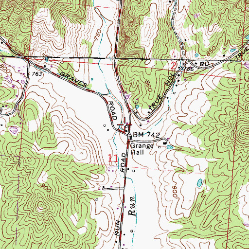 Topographic Map of Jarvis Post Office (historical), OH