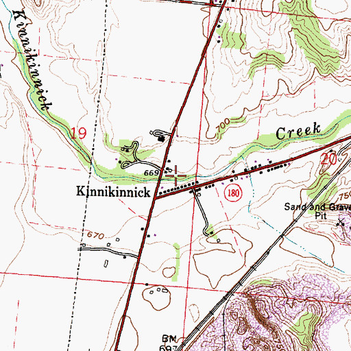 Topographic Map of Kinnikinnick Post Office (historical), OH