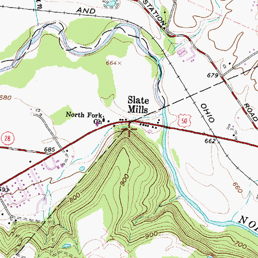 Topographic Map of Slate Mills Post Office (historical), OH