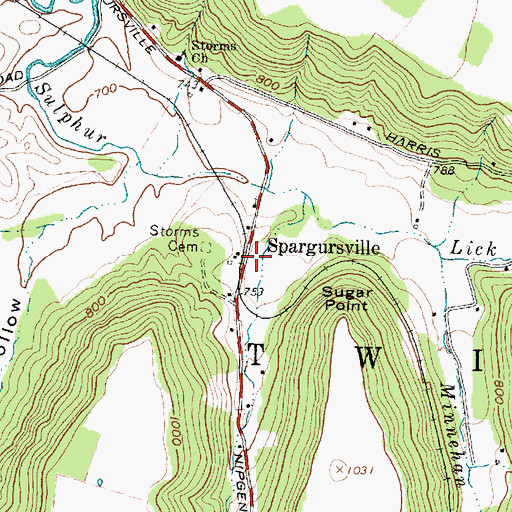 Topographic Map of Spargursville Post Office (historical), OH