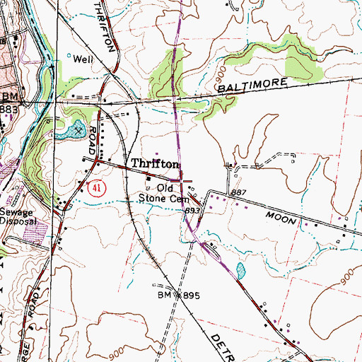 Topographic Map of Thrifton Post Office (historical), OH