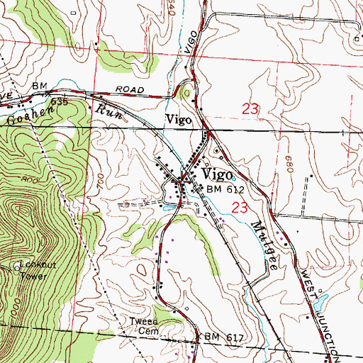 Topographic Map of Vigo Post Office (historical), OH