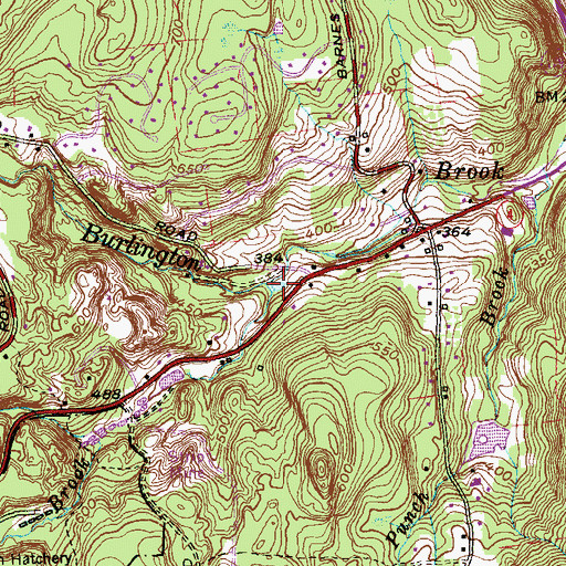 Topographic Map of Bradley Brook, CT