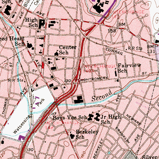 Topographic Map of Interchange 148A, NJ