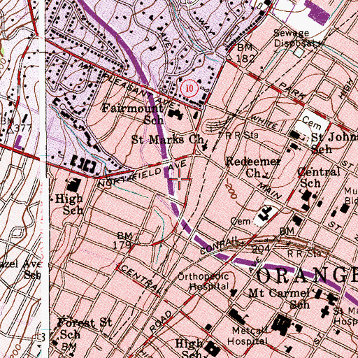 Topographic Map of Interchange 10, NJ