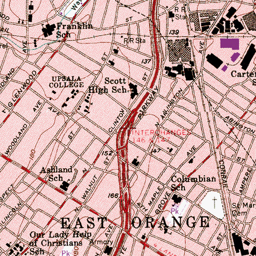 Topographic Map of Interchange 147, NJ