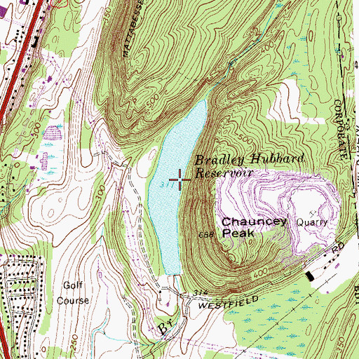Topographic Map of Bradley Hubbard Reservoir, CT