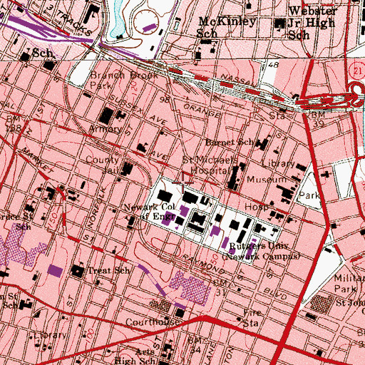 Topographic Map of Cypress Hall, NJ