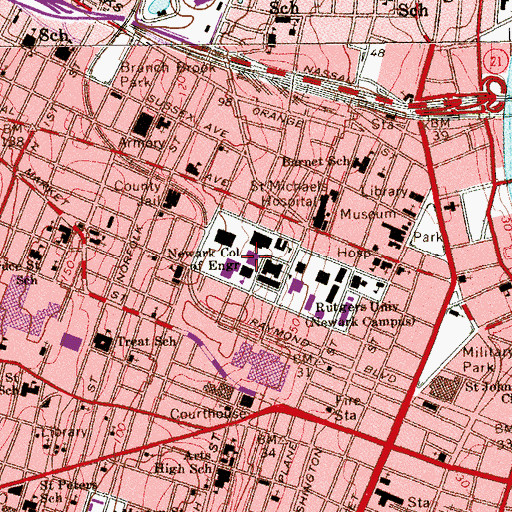 Topographic Map of Faculty Memorial Hall, NJ