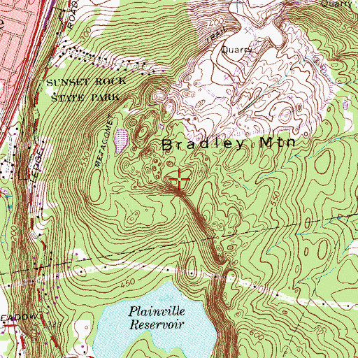 Topographic Map of Bradley Mountain, CT