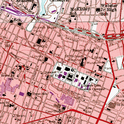 Topographic Map of Redwood Hall, NJ