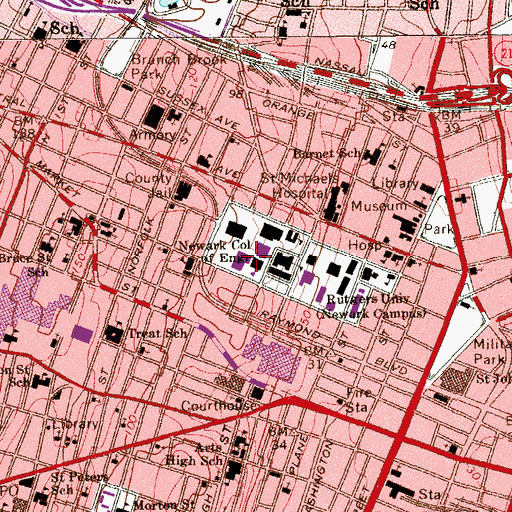 Topographic Map of Tiernan Hall, NJ