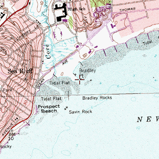 Topographic Map of Bradley Point, CT