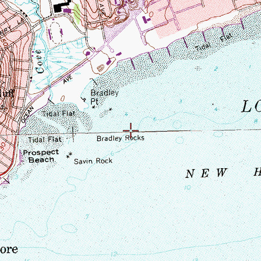 Topographic Map of Bradley Rocks, CT