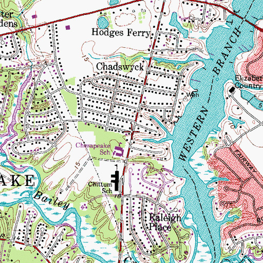 Topographic Map of Chesapeake Fire Department Station 11 Dock Landing, VA