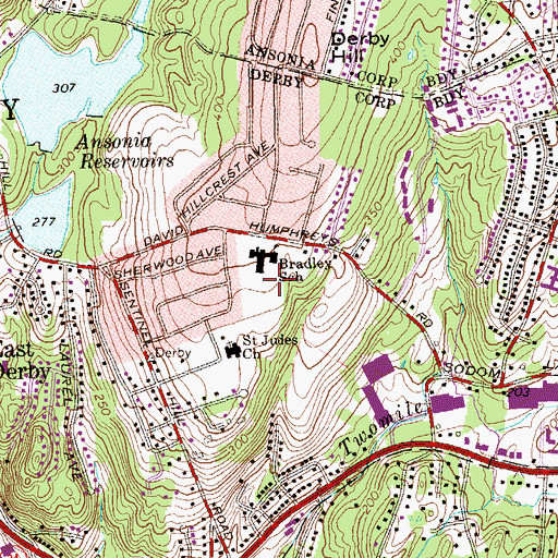 Topographic Map of Bradley School, CT