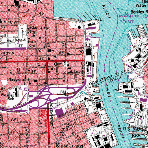 Topographic Map of The Portsmouth Museum of Military History, VA