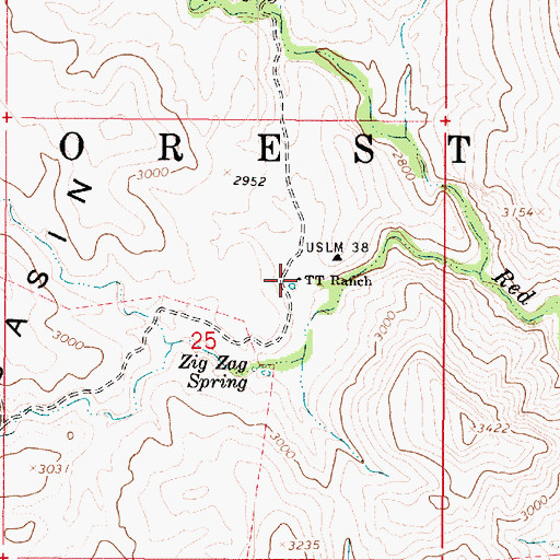 Topographic Map of Red Creek Ranch, AZ