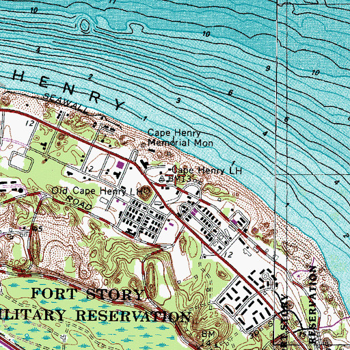 Topographic Map of New Cape Henry Lighthouse, VA