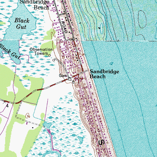 Topographic Map of Virginia Beach Fire Department Station 17 Sandbridge, VA