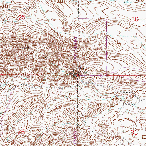 Topographic Map of Dixie Mine, AZ