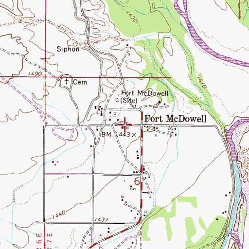 Topographic Map of Fort McDowell, AZ