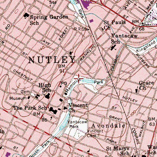 Topographic Map of Memorial Park, NJ