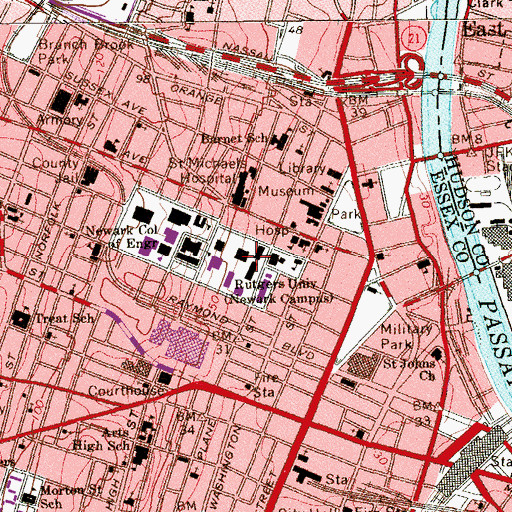 Topographic Map of Norman Samuels Plaza, NJ
