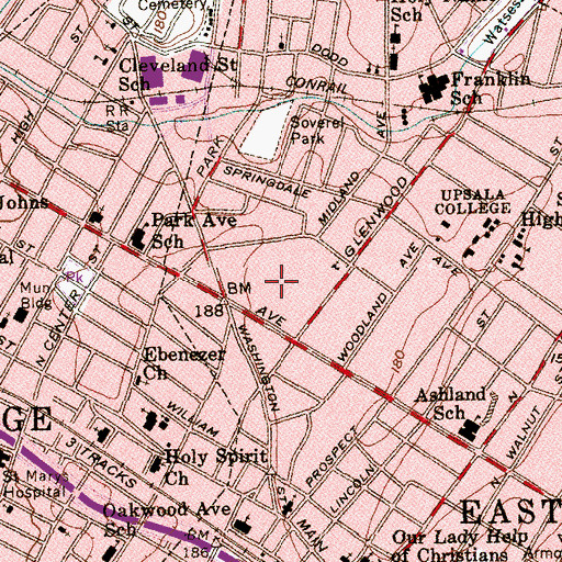 Topographic Map of Elm Park Village, NJ