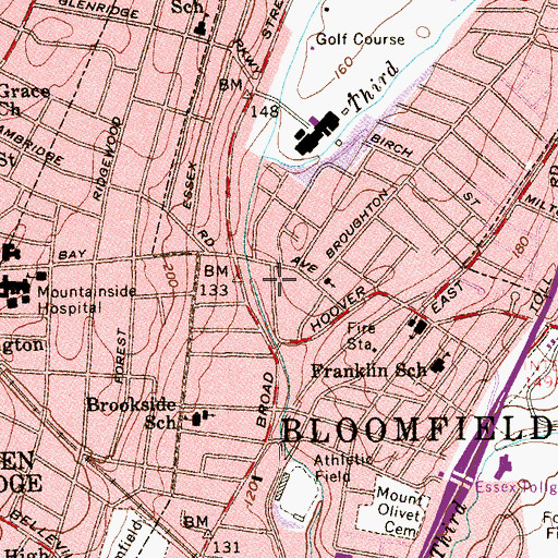 Topographic Map of Brookside Park, NJ