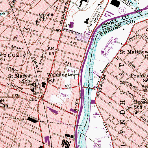 Topographic Map of Father Glotzbach Park, NJ