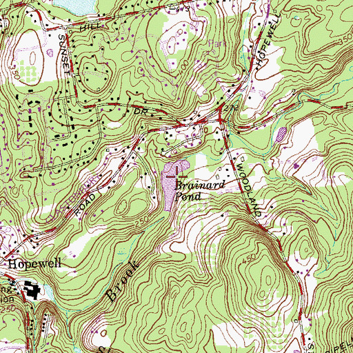 Topographic Map of Brainard Pond, CT