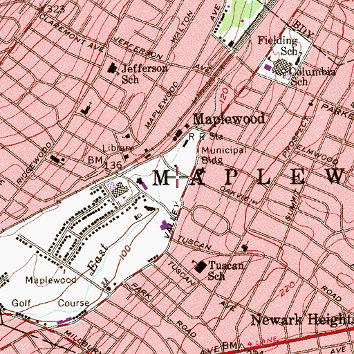 Topographic Map of Memorial Park, NJ
