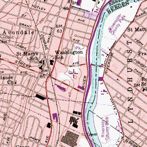 Topographic Map of Monsignor Owens Park, NJ