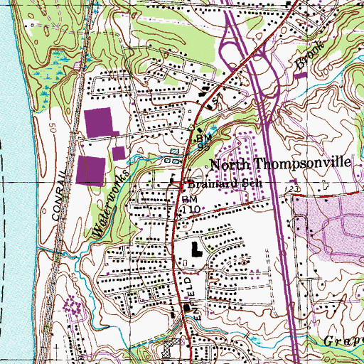 Topographic Map of Brainard School, CT