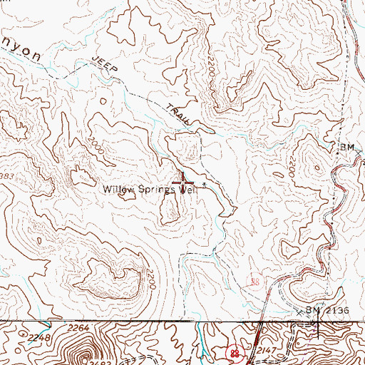Topographic Map of Willow Spring, AZ