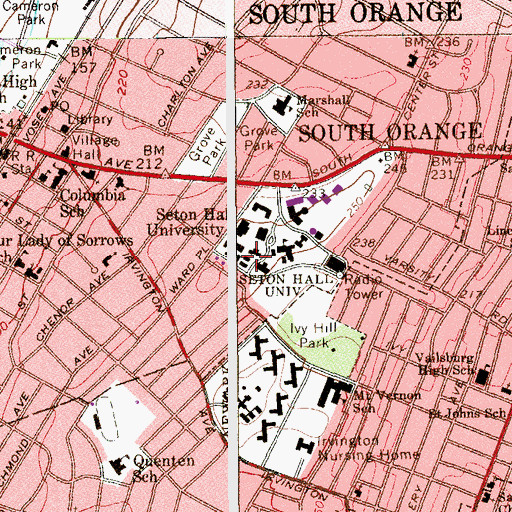 Topographic Map of Aquinas Hall, NJ