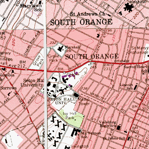 Topographic Map of Arts and Sciences Hall, NJ