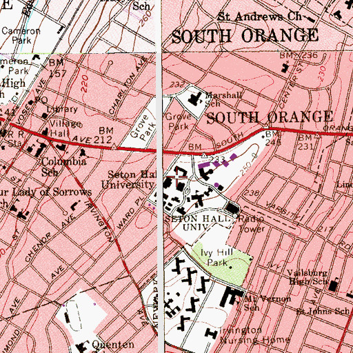 Topographic Map of McNulty Hall, NJ