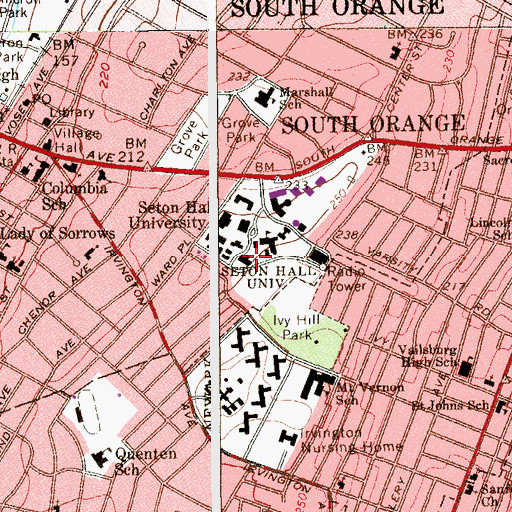 Topographic Map of McQuaid Hall, NJ