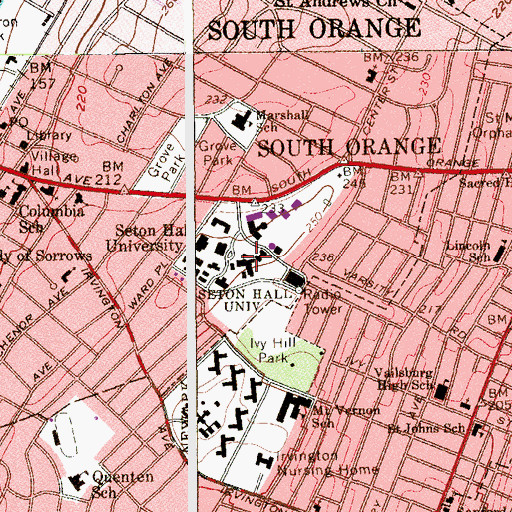 Topographic Map of Presidents Hall, NJ