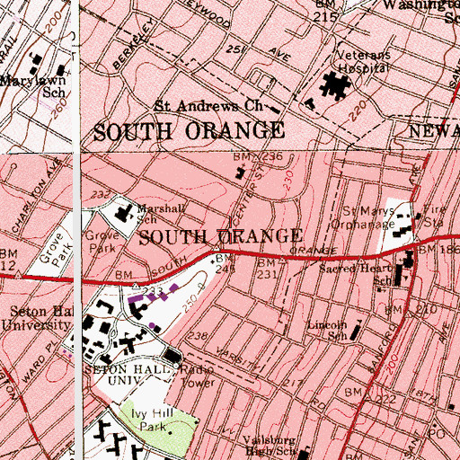 Topographic Map of Saint Andrew's Hall, NJ