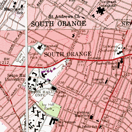 Topographic Map of The Arts Center, NJ