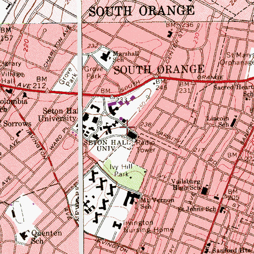 Topographic Map of Walsh Library, NJ