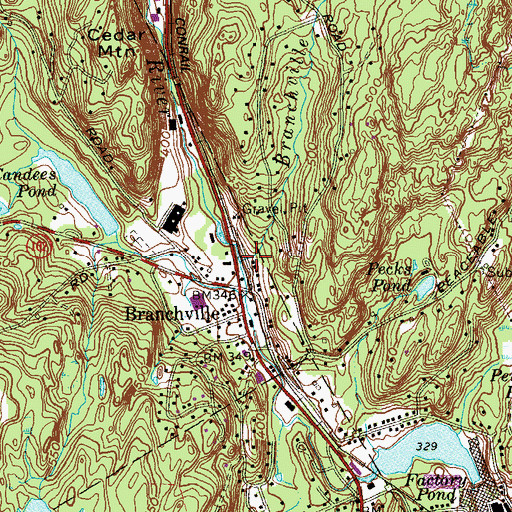 Topographic Map of Branchville Brook, CT